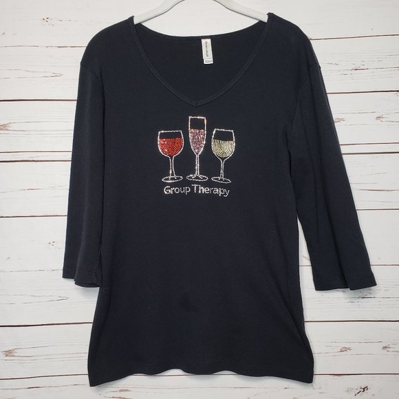 Chris's Stuff Tops - Chris's Stuff Long Sleeve V-Neck Group Therapy Wine Tee